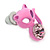 Teen's Baby Pink Crystal Kitty Stud Earrings In Silver Tone Metal - 12mm Length - view 3
