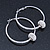Silver Tone Earrings With A Crystal Ball - 50mm Diameter