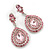 Light Pink Austrian Crystal Teardrop Earrings In Rhodium Plating - 50mm Length - view 2