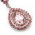 Light Pink Austrian Crystal Teardrop Earrings In Rhodium Plating - 50mm Length - view 3