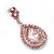 Light Pink Austrian Crystal Teardrop Earrings In Rhodium Plating - 50mm Length - view 4