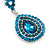 Light Blue Austrian Crystal Teardrop Earrings In Rhodium Plating - 50mm Length - view 4