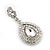 Bridal/ Prom/ Wedding Clear Austrian Crystal Teardrop Earrings In Rhodium Plating - 50mm Length - view 3