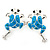 Light Blue Enamel Frog Stud Earrings In Rhodium Plating - 30mm Length