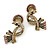 Exotic Multicoloured Crystal Bird Stud Earrings In Antique Gold Plating - 35mm Length - view 2