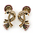 Exotic Multicoloured Crystal Bird Stud Earrings In Antique Gold Plating - 35mm Length - view 4