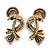 Exotic Multicoloured Crystal Bird Stud Earrings In Antique Gold Plating - 35mm Length - view 7