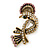 Exotic Multicoloured Crystal Bird Stud Earrings In Antique Gold Plating - 35mm Length - view 3