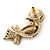 Exotic Multicoloured Crystal Bird Stud Earrings In Antique Gold Plating - 35mm Length - view 6