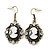Vintage Inspired Clear Crystal Cameo Drop Earrings In Antique Gold Metal - 45mm Length