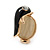 Black Enamel Cat Eye Penguin Stud Earrings In Gold Plating - 20mm Length - view 2