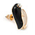 Black Enamel Cat Eye Penguin Stud Earrings In Gold Plating - 20mm Length - view 5