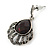 Hematite Crystal Feather Marcasite Drop Earring In Antique Silver Tone - 37mm Length - view 3