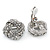 Clear Crystal 'Donut' Clip On Earrings In Rhodium Plating - 20mm Diameter - view 3