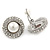 Button Shape Pearl Crystal Clip On Earrings In Rhodium Plating - 23mm Diameter - view 2