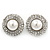 Button Shape Pearl Crystal Clip On Earrings In Rhodium Plating - 23mm Diameter - view 5
