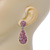 Bridal, Prom, Wedding Pave Pink Austrian Crystal Teardrop Earrings In Rhodium Plating - 48mm Length - view 4
