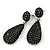 Pave Jet Black Austrian Crystal Teardrop Earrings In Rhodium Plating - 48mm Length - view 8