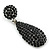 Pave Jet Black Austrian Crystal Teardrop Earrings In Rhodium Plating - 48mm Length - view 4