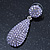 Bridal, Prom, Wedding Pave Light Amethyst Austrian Crystal Teardrop Earrings In Rhodium Plating - 48mm Length - view 11