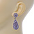 Bridal, Prom, Wedding Pave Light Amethyst Austrian Crystal Teardrop Earrings In Rhodium Plating - 48mm Length - view 5