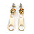 Small Gold Tone Metal Zipper Stud Earrings - 25mm Length - view 3