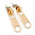 Small Gold Tone Metal Zipper Stud Earrings - 25mm Length - view 2