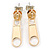 Small Gold Tone Metal Zipper Stud Earrings - 25mm Length - view 4
