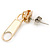 Small Gold Tone Metal Zipper Stud Earrings - 25mm Length - view 6
