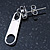 Small Silver Tone Metal Zipper Stud Earrings - 25mm Length - view 4