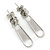 Small Silver Tone Metal Zipper Stud Earrings - 25mm Length - view 2