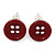 Small Dark Red Plastic Button Stud Earrings (Silver Tone) -11mm Diameter - view 5