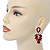 Statement Burgundy Red Glass Crystal Leaf Drop Earrings In Rhodium Plating - 53mm L - view 3
