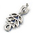 Statement Navy Blue Glass Crystal Leaf Drop Earrings In Rhodium Plating - 53mm L - view 5