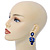 Statement Navy Blue Glass Crystal Leaf Drop Earrings In Rhodium Plating - 53mm L - view 6