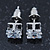 Cz Clear Square Stud Earrings In Silver Tone - 7mm - view 7