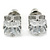 Cz Clear Square Stud Earrings In Silver Tone - 7mm - view 3