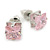 Cz Pink Square Stud Earrings In Silver Tone - 7mm - view 2