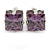 Cz Amethyst Square Stud Earrings In Silver Tone - 7mm