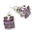 Cz Amethyst Square Stud Earrings In Silver Tone - 7mm - view 2
