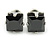Cz Black Square Stud Earrings In Silver Tone - 7mm