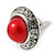 Red Acrylic Bead, Diamante Button Stud Earrings In Silver Tone - 15mm Diameter - view 4