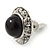 Black Acrylic Bead, Diamante Button Stud Earrings In Silver Tone - 15mm Diameter - view 4