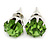 Round Light Green Jewelled Stud Earrings In Silver Tone - 8mm