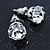 Round Clear Jewelled Stud Earrings In Silver Tone - 8mm - view 4