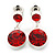 Small Ruby Red Crystal Drop Earrings In Silver Tone - 20mm L