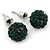 10mm Emerald Green Crystal Ball Stud Earrings In Silver Tone - view 2
