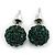 10mm Emerald Green Crystal Ball Stud Earrings In Silver Tone - view 3