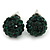 10mm Emerald Green Crystal Ball Stud Earrings In Silver Tone - view 4
