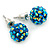 10mm Chameleon Blue Crystal Ball Stud Earrings In Silver Tone - view 2